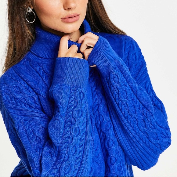 & OTHER STORIES Wool Cotton Cable‎ Knit Sweater Oversized Turtleneck Size M NWT - Picture 6 of 13